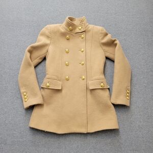 Zara Manteco Gold Wool Button Wool Blend Coat